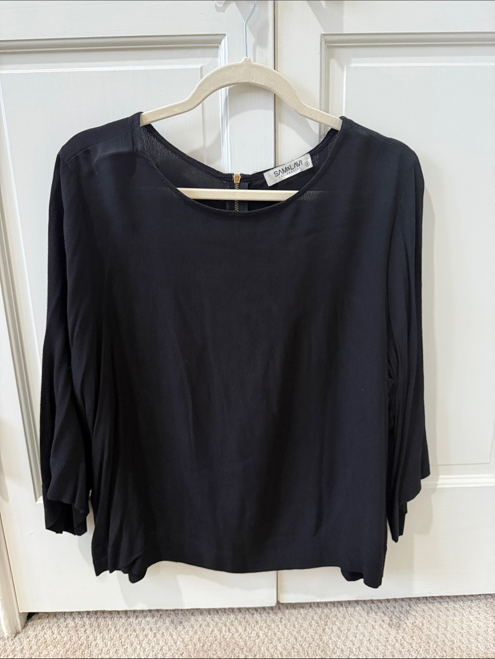 Sam & Lavi Black Women's Long-Sleeve Round-Neck Blouse